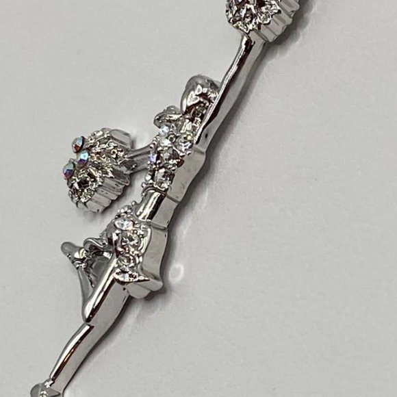 White Gold Plated Crystal Studded Cheerleader Necklace - Picture 3 of 4